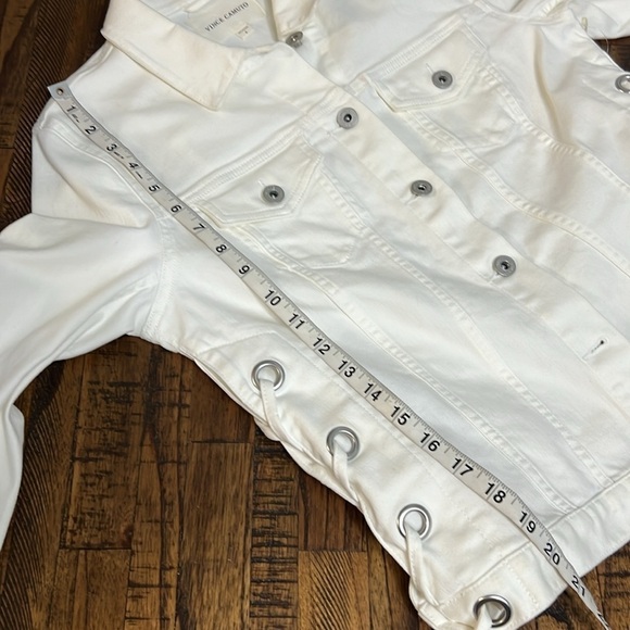 Vince Camuto White Jean Jacket side Lace up Button Front Denim Jacket Small nwt - Picture 11 of 14